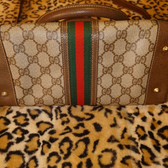 Gucci Monogram Red & Green Stripe Boston Bag (Vintage) - Picture 4 of 7